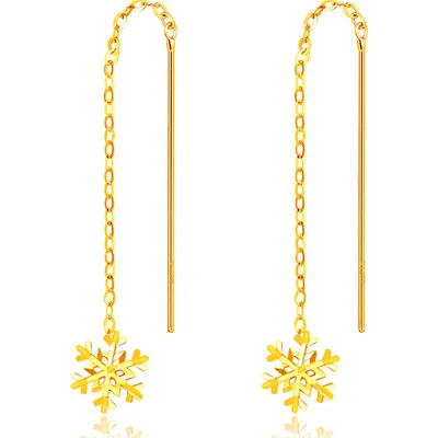 

Luxury Fashion Solid Pure 18K Gold Earrings Jewelry Women Ladies Female Bridal Engagement Wedding Earrings