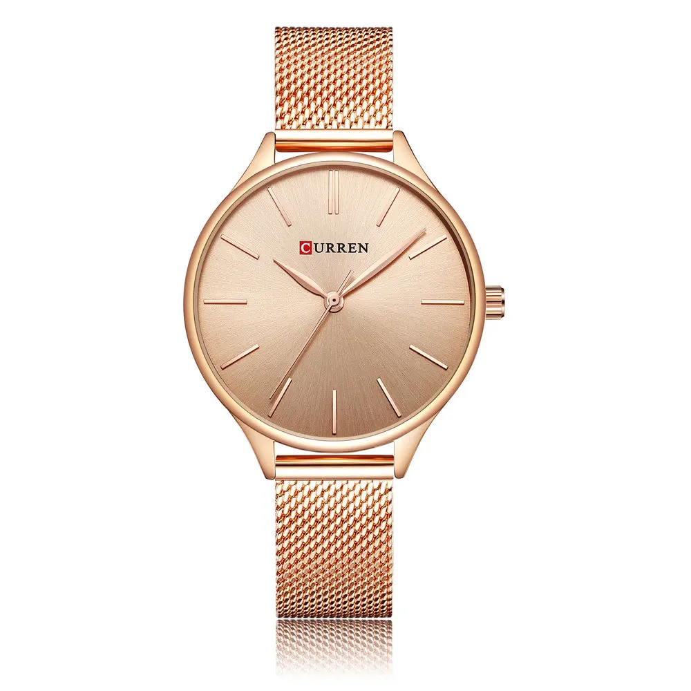 CURREN 9024 Women Simple Style Quartz Movement Watch Steel Mesh Band Bracelet Wrist Watches