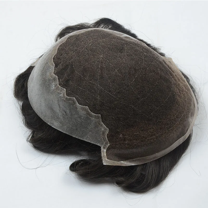 

High Quality Full Hand Made Invisible natural front hairline Indian Remy Human Hair Toupee for men