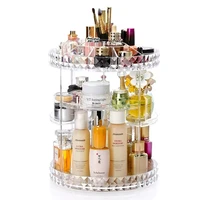 

high-quality Round DIY Clear Transparent large Cosmetic Storage Box 360 degree Rotating rotation Acrylic Makeup Organizer