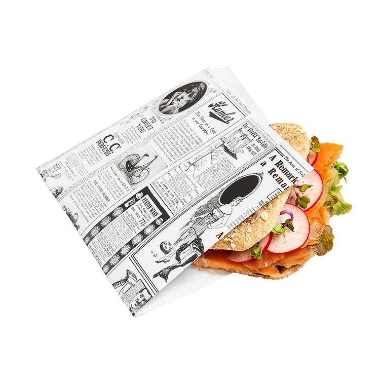 Sandwich Hamburger Wrappers Oil Resistant Glassine Fast Food Wrapping