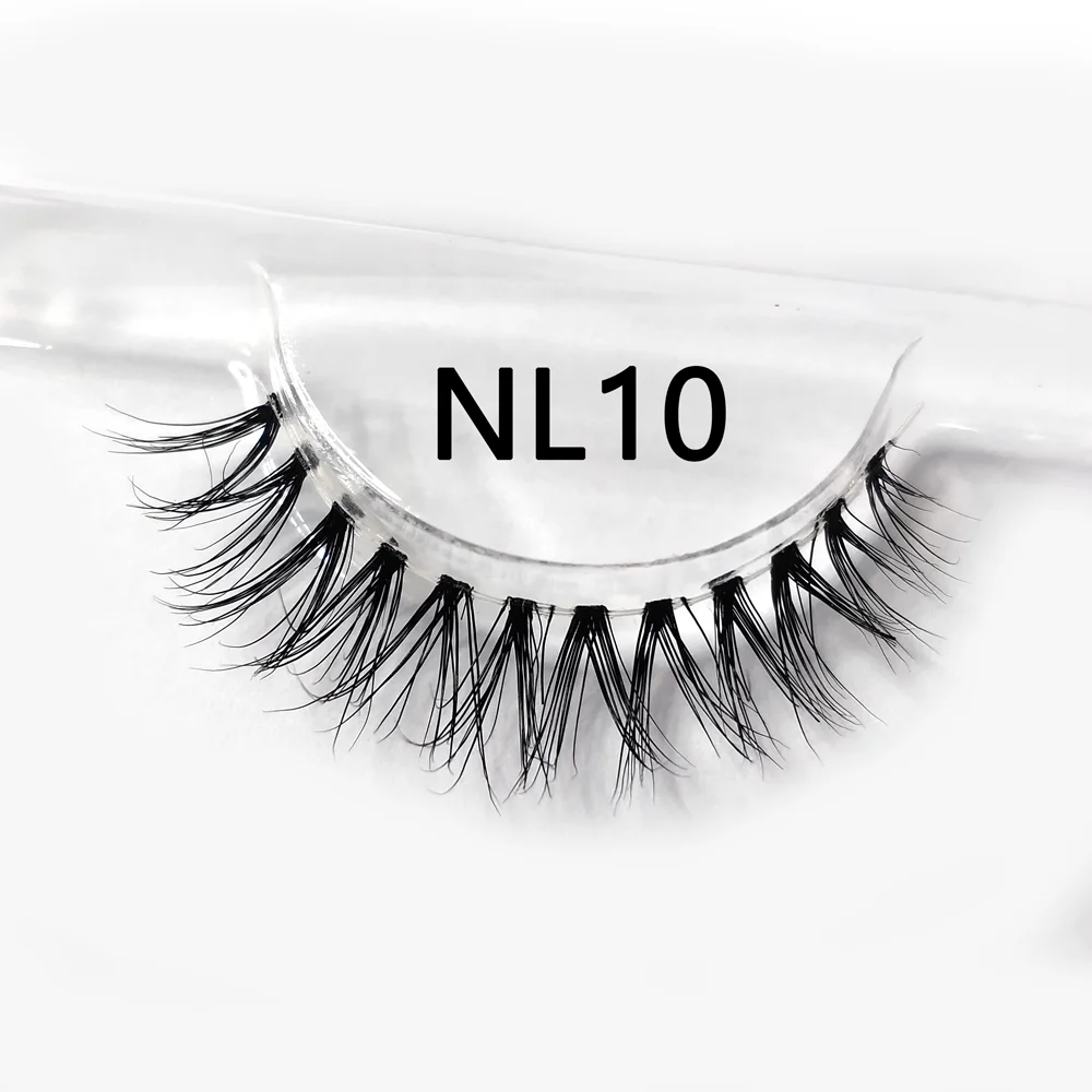 

3D natural clear band 100% real mink fur lashes whisky looking 8-10mm short eyelash vendor custom logo package Lower Eyelashes