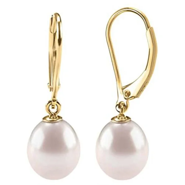 

High Quality Freshwater Cultured Pearl Earrings Lever Style Pendant Pearl Earrings for Women