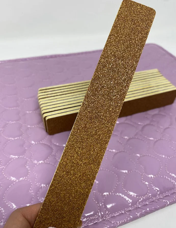 

Brown color rectangle shape nail file with grit 80/80 and 100/100