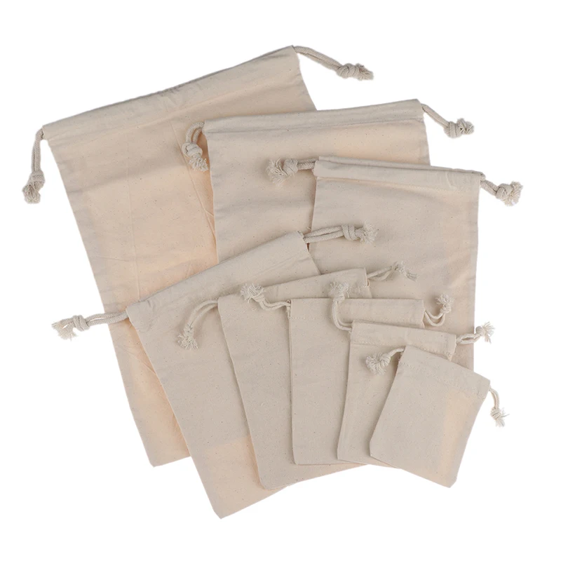 

1PC Bag Natural Linen Pouch Burlap Jute Sack Drawstring Gift Bags