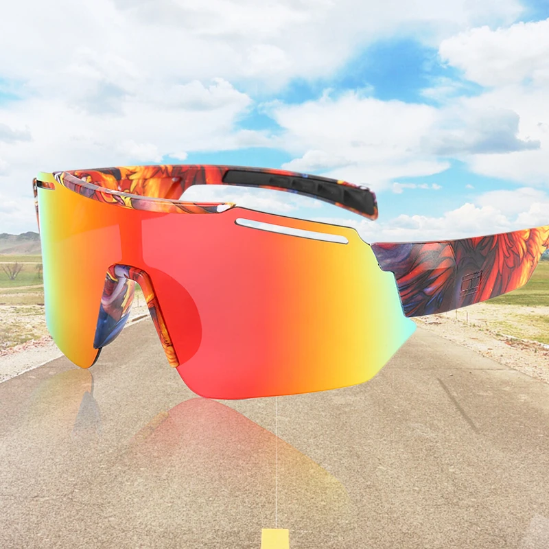 

2021 fashion printed frame men sports sun glasses cycling sunglasses, 10 colors