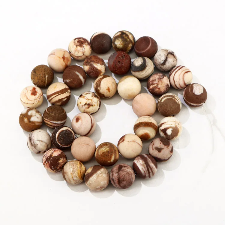 

SB6525 Round Matte Australia Brown Zebra Jasper Loose Beads For Jewelry Making