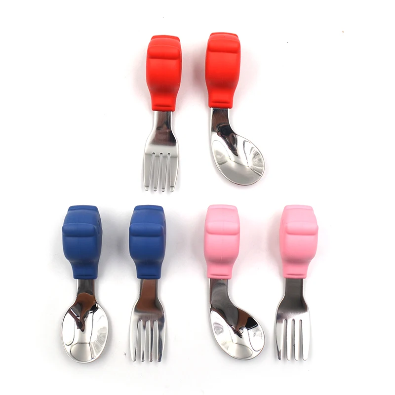 

baby stainless spoon utensils baby fork and spoon set spoon and fork for baby, Any pantone color for plastic handle