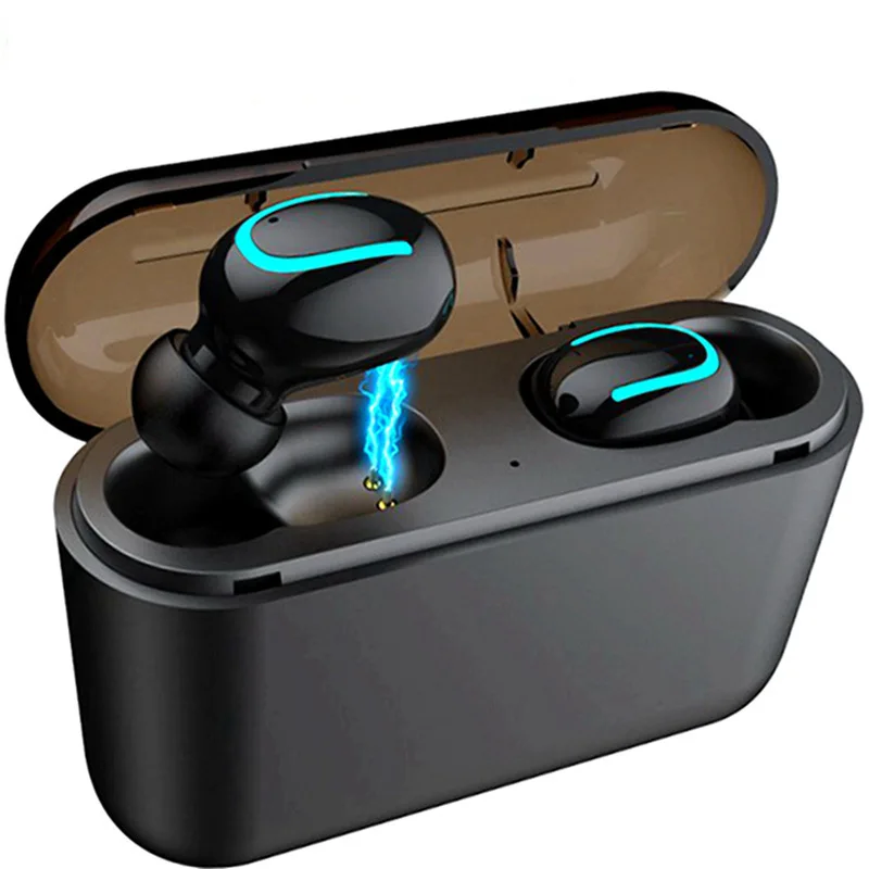 

Q32 BT5.0 Portable Wireless Sports Earphone Headphones Mini Design with Charging Case, Black