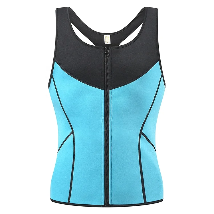 

Hot Selling Body Shaper Slimming Fat Burner Corset Gym Workout Weight Loss Neoprene Zipper Men Sauna Sweat Waist Trainer Vest, Black/blue/orange