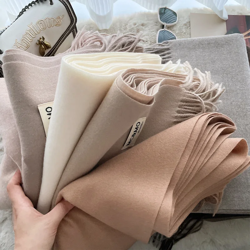 

200x70CM Women Imitation Cashmere Pashmina Thick Scarf Soft Hand Feeling Long Winter Warm Shawl Neck Scarves Stole With Frienges