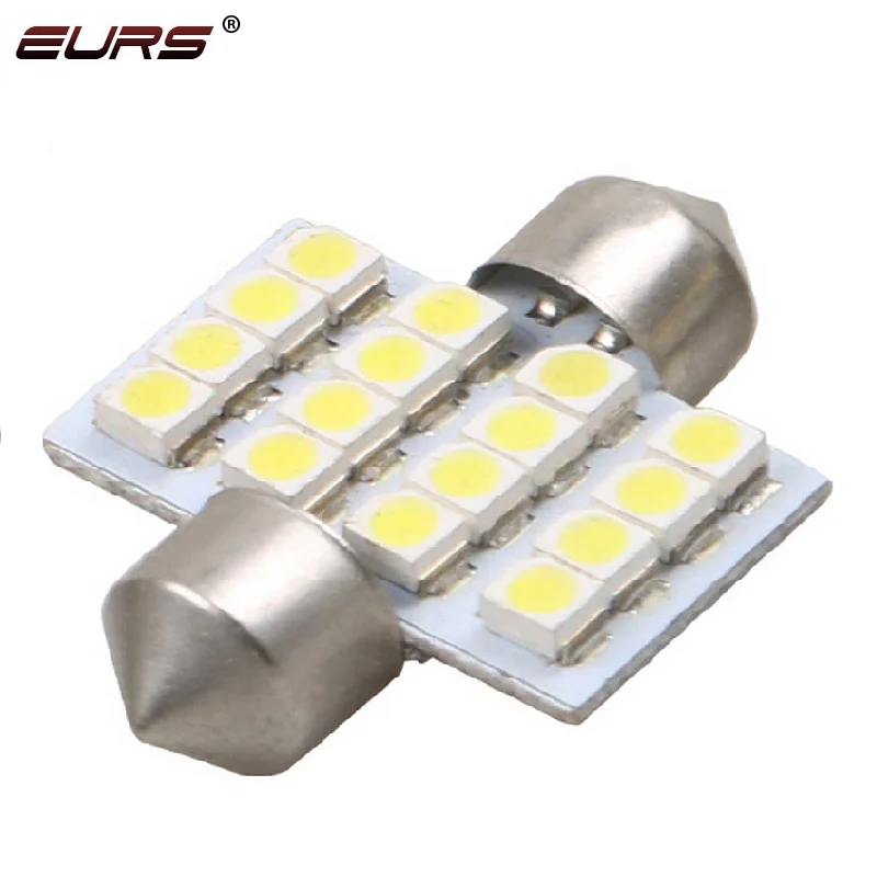 

EURS LED Festoon Bulb 2W 1210 LED License Plate Light 31mm car festoon led car roof light White 12V