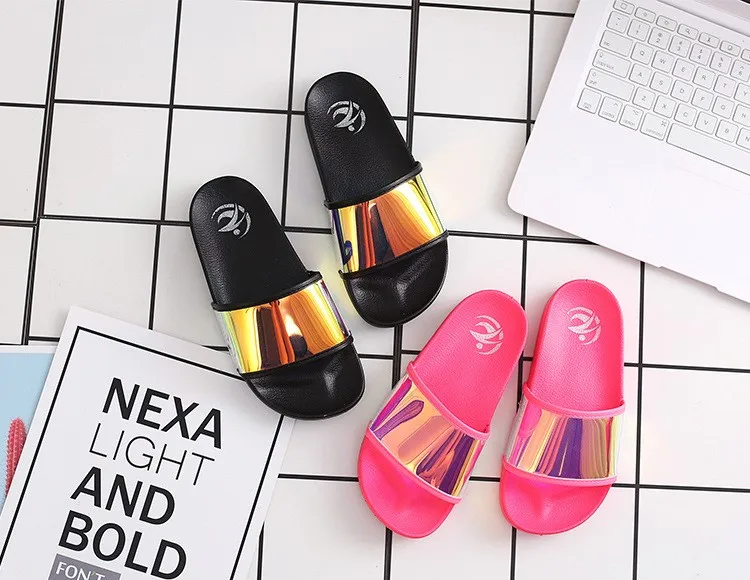 

Summer 2020 new product Women sandals flat shoes fashion slippers for ladies outdoor slippers, Black/pink/rose red