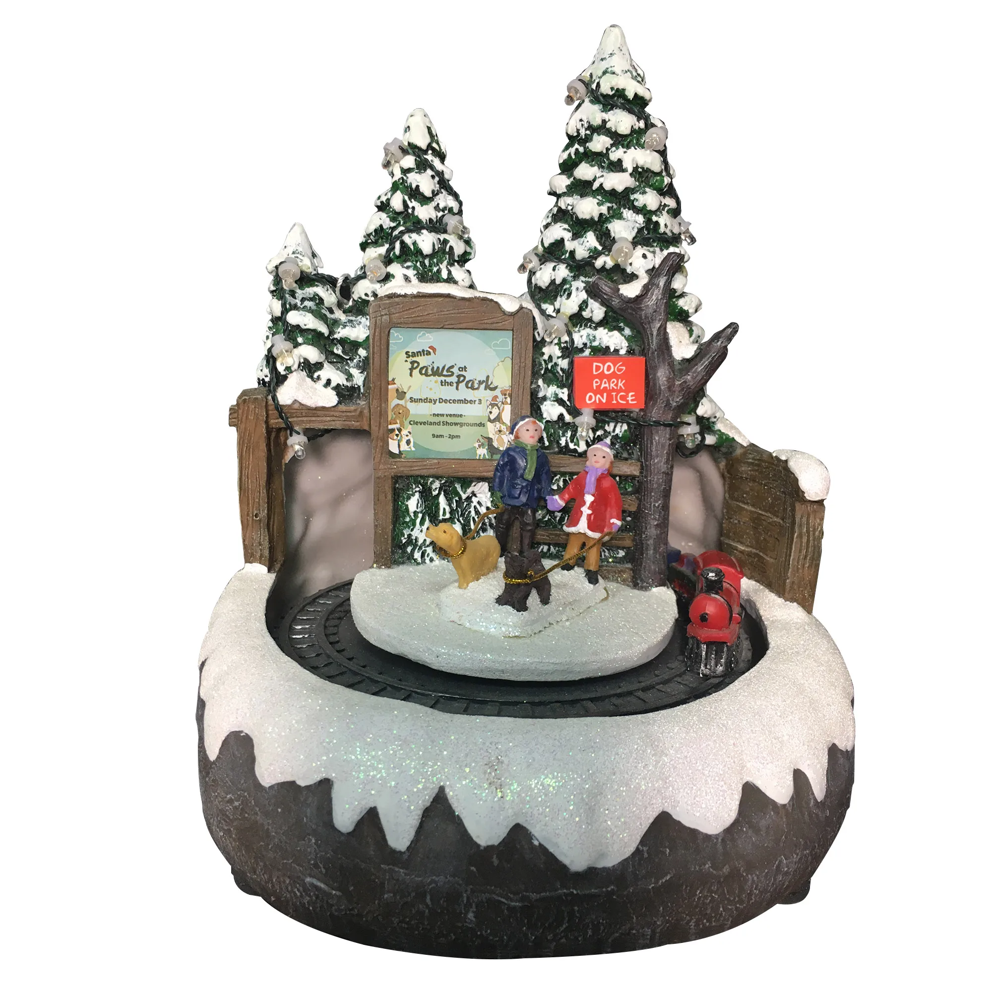 

Free Shipping Christmas Led Lighted village decors House Snowman and Santa Sledge with Christmas Songs and Movement train