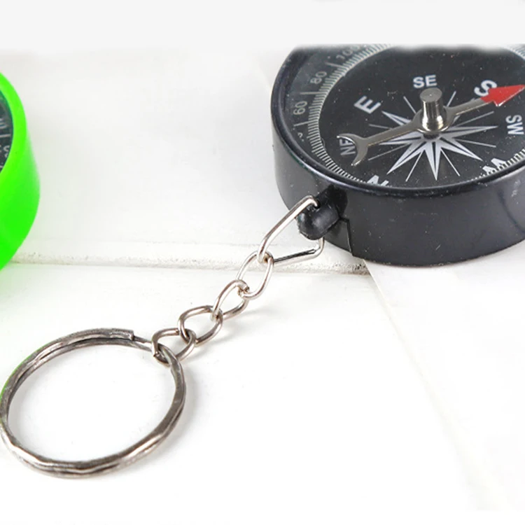 

New Style Outdoor Camping Adventure Compass Mini Kids Toy Chain Compass, Red,green,yellow,black,blue,pink