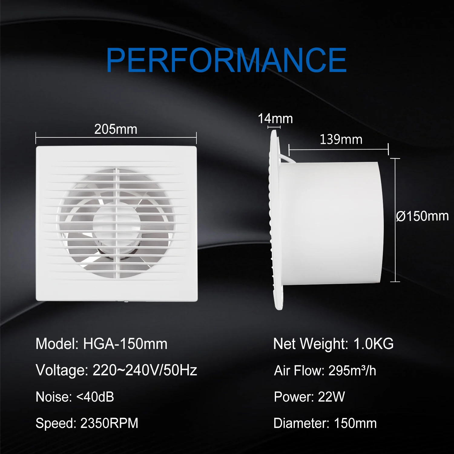 Extractor De Aire Cuadrado Pequeño De 6 Pulgadas Montado En La Pared