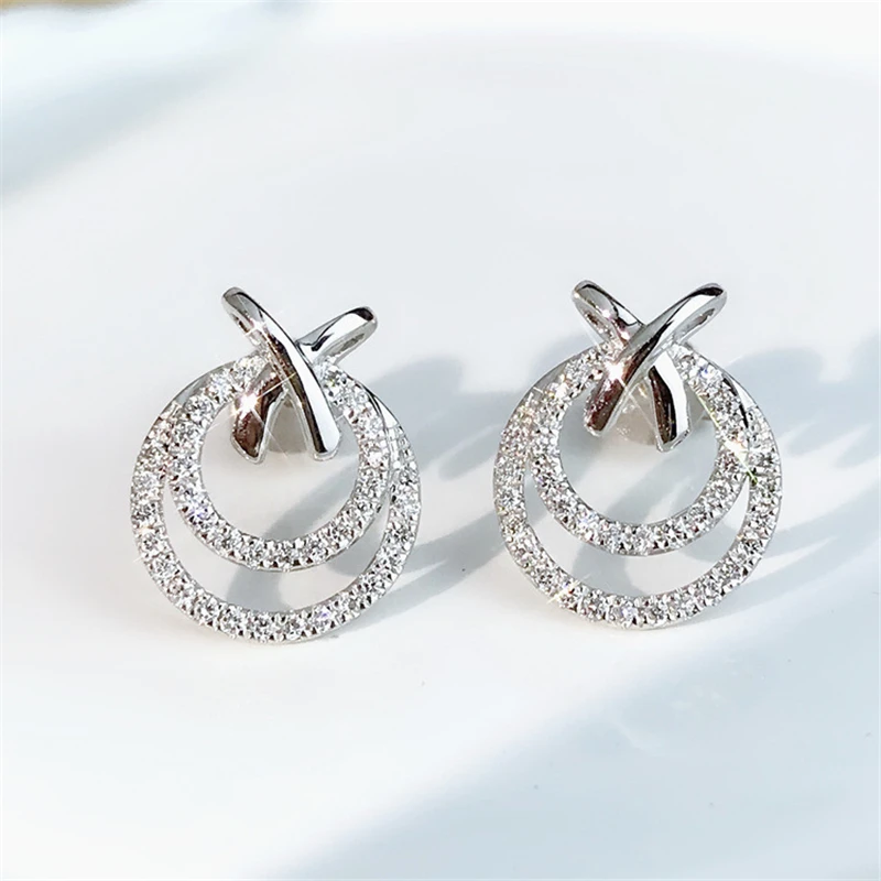 

Stud Earring for Women Fashion Silver 925 Filled Jewelry Bizuteria Diamond Earrings Trendy Alloy Lover & Friend