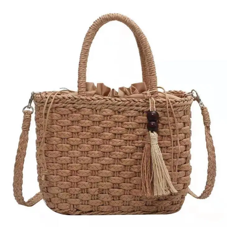 

2021 latest summer stylish trendy travel beach straw acrylic hand bamboo bag for women