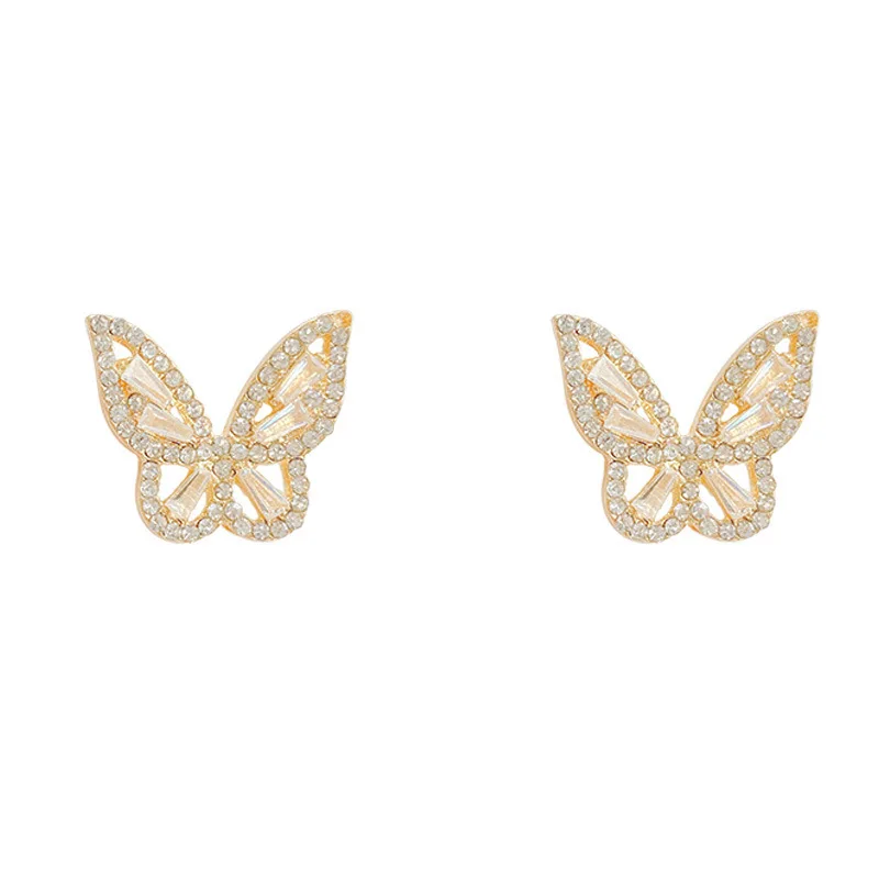 

925 Sterling Silver Needle High-end Earrings Super Flash Temperament Butterfly Earrings For Women 2021, Picture shows
