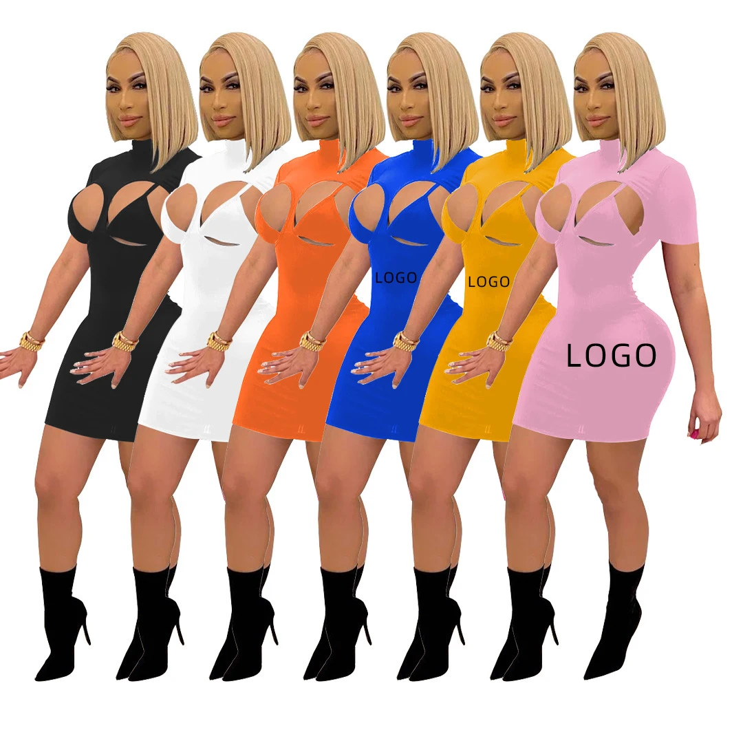 

021 Elegant Casual Dresses Women Clothing Plus Size Mini Bodycon Sundress Dress