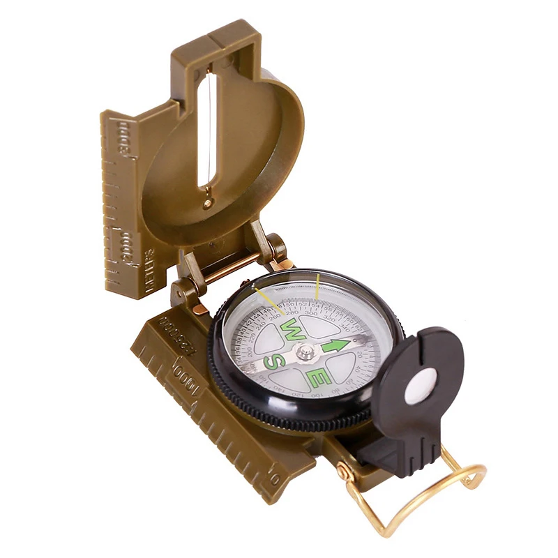 

Factory Price Direct Selling Portable Multi-functional ABS Army Green Compass Fr Outdoor Sports, As picture