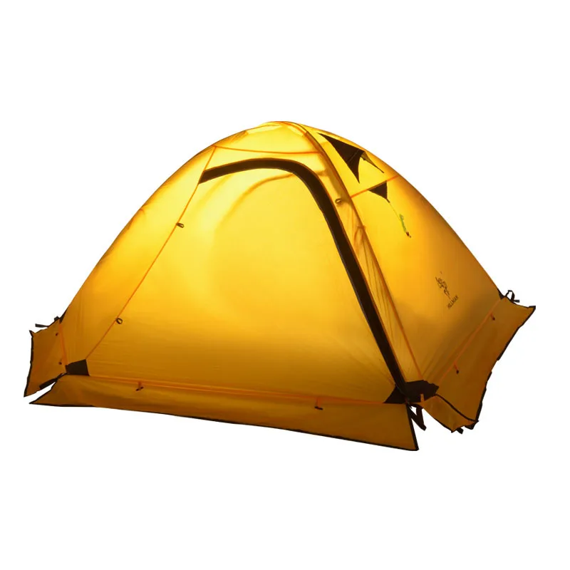 

2 Person Double Layer 360T Silicon Waterproof Ungrade Ultralight Four Season Travel Hiking Alpine Outdoor Camping Tent, Yellow /red