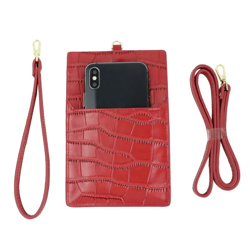 

Wholesale custom cell universal embossed crocodile leather phone wallet, Colors optional