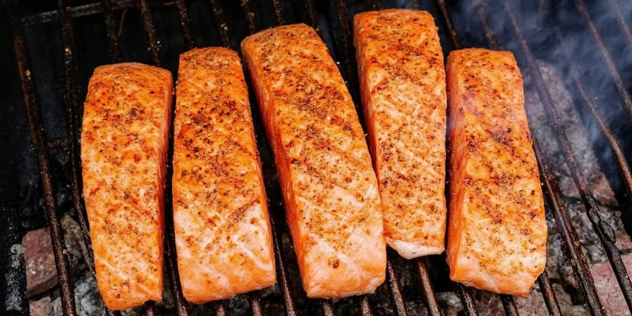 Grilled salmon with spices