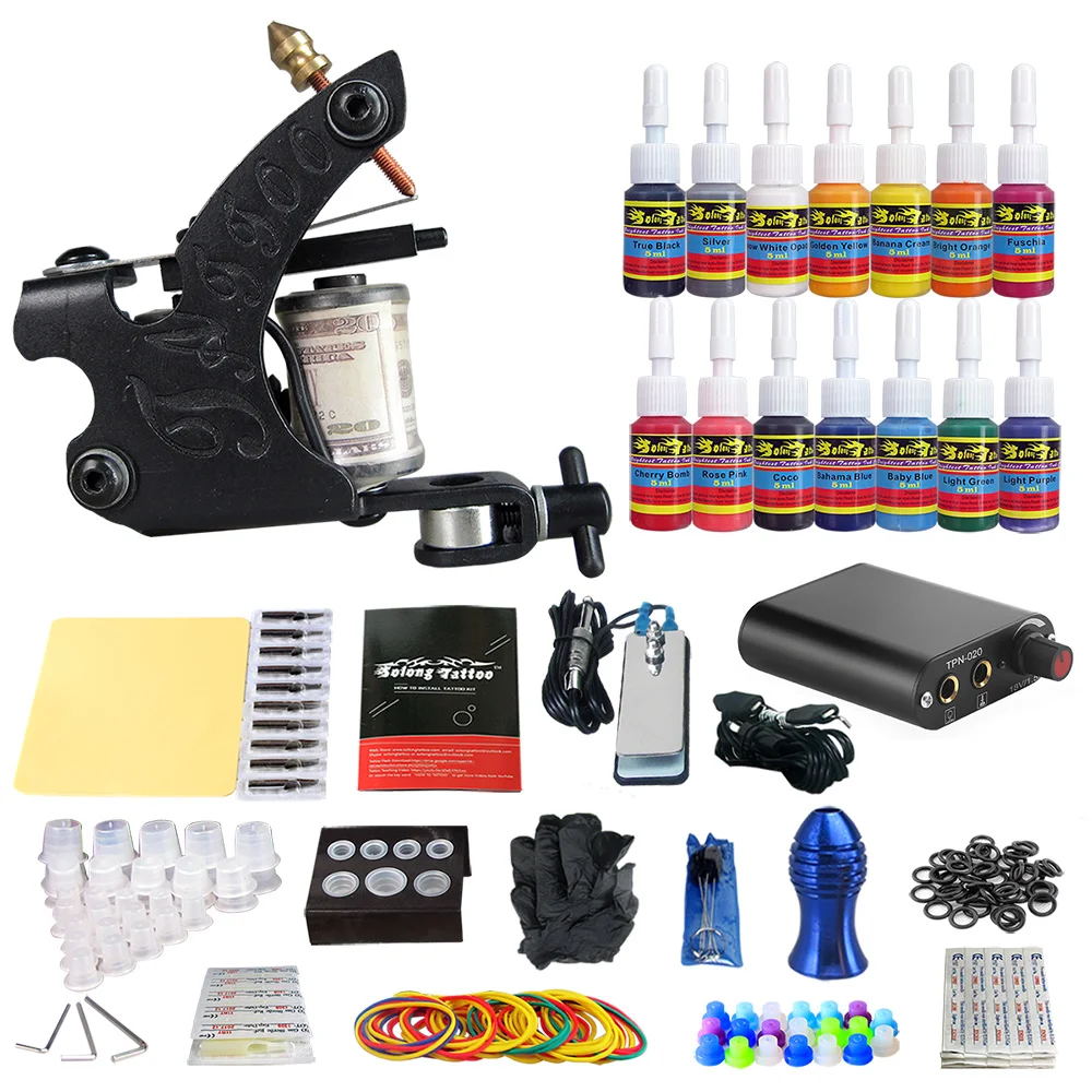 

Solong kit Tatto Factory Price High Quality With Tattoo Needle,Machine For Shader And Liner Professional Tattoo Machine Kit