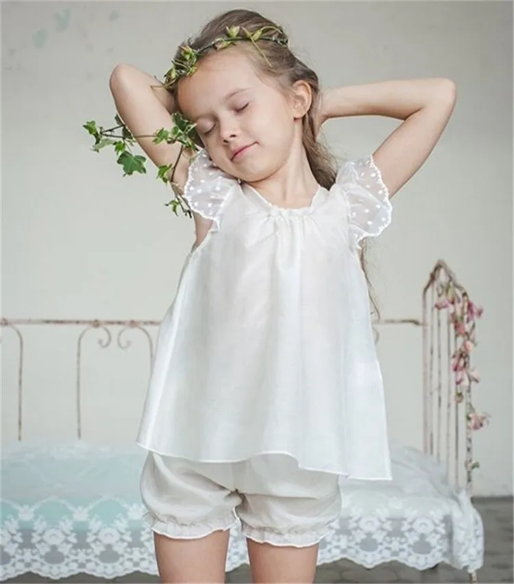 

Children Boutique Clothes 2020 Summer Girls Natural Silk Clothes Set Kids Pajamas Set Sleepwear Suit Girl Pyjamas Clothing