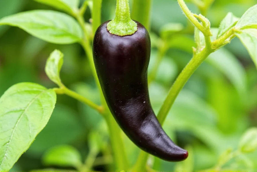 Black Cobra peppers arranged in various stages of maturity alongside culinary preparations including fresh salsa, dried flakes, and infused oil