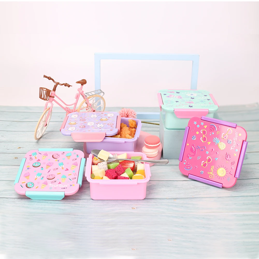 

Square Custom Leakproof BPA free kids Lunch box Children School snack box kids