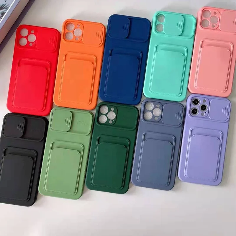 

Amazon Hot Selling TPU PC Hybrid Portable Hidden Card Slot Mobile Phone Case for iPhone 11 Pro Case for iPhone 11 12, Multi colors