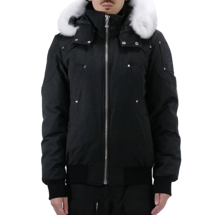 

Wholesale Men Down-filled Fox Fur Hooded Canada Moose Ballistic Bomber Jackets