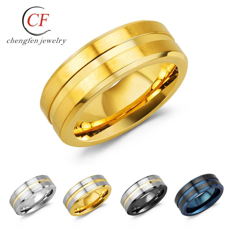 

Factory wholesale gold plated minimalist stainless steel rings for men engagement