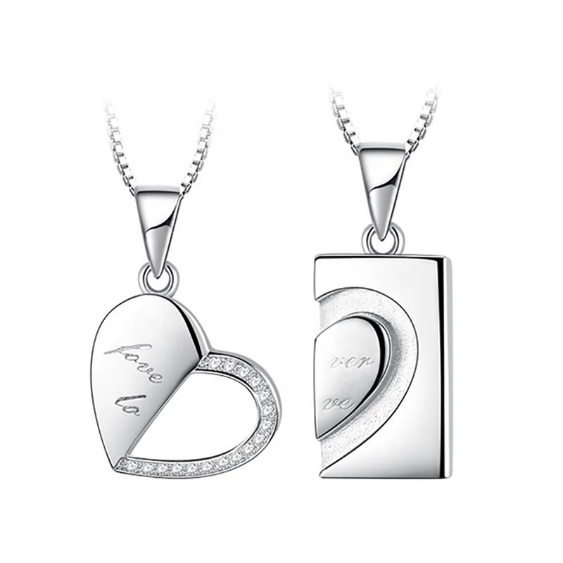 

Simple Forever love couple matching heart-shaped necklace set N206