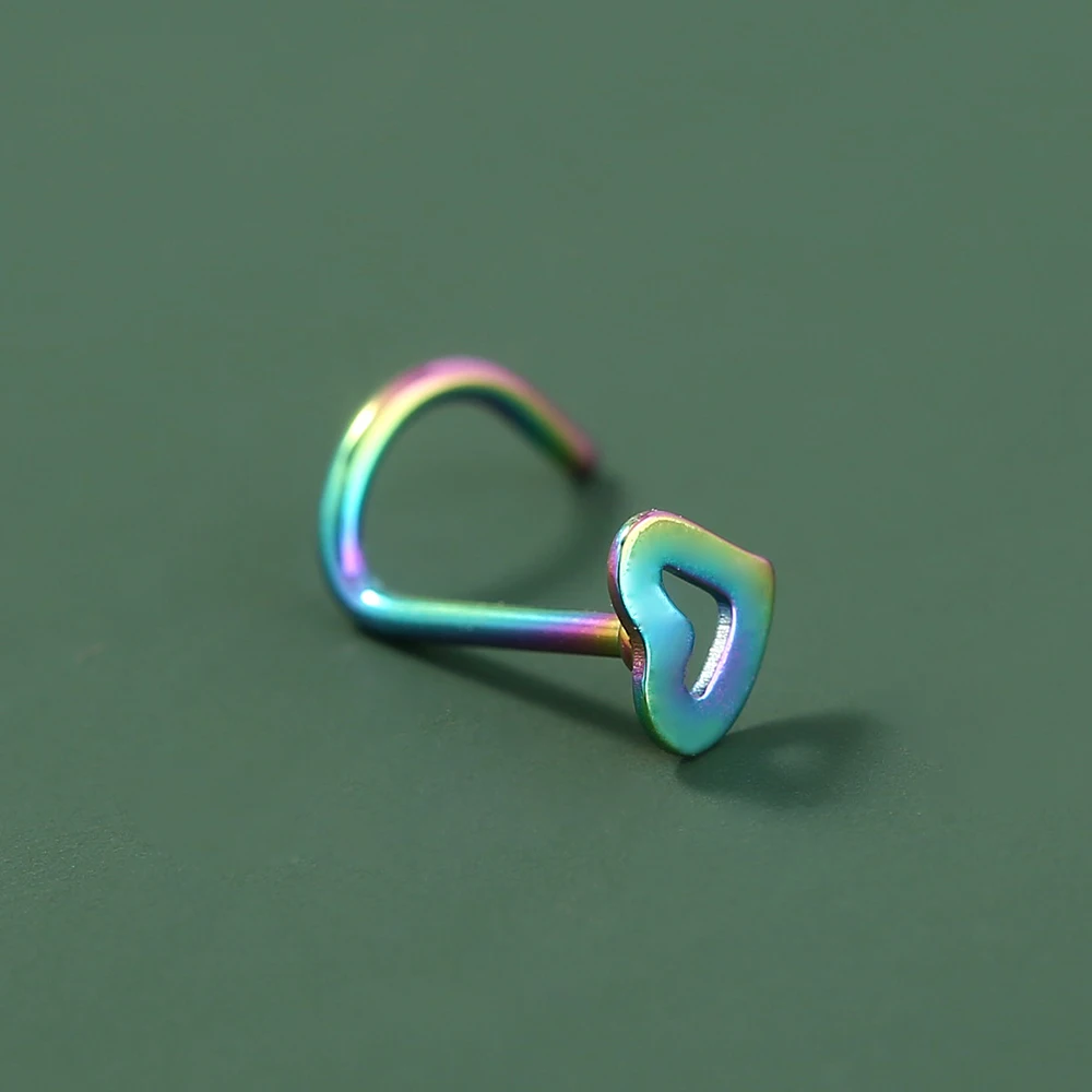 

Creativity Medical Steel Body Piercing Jewelry Fashion Heart Gradient Color Curve Nose Ring Body Jewelry Wholesale