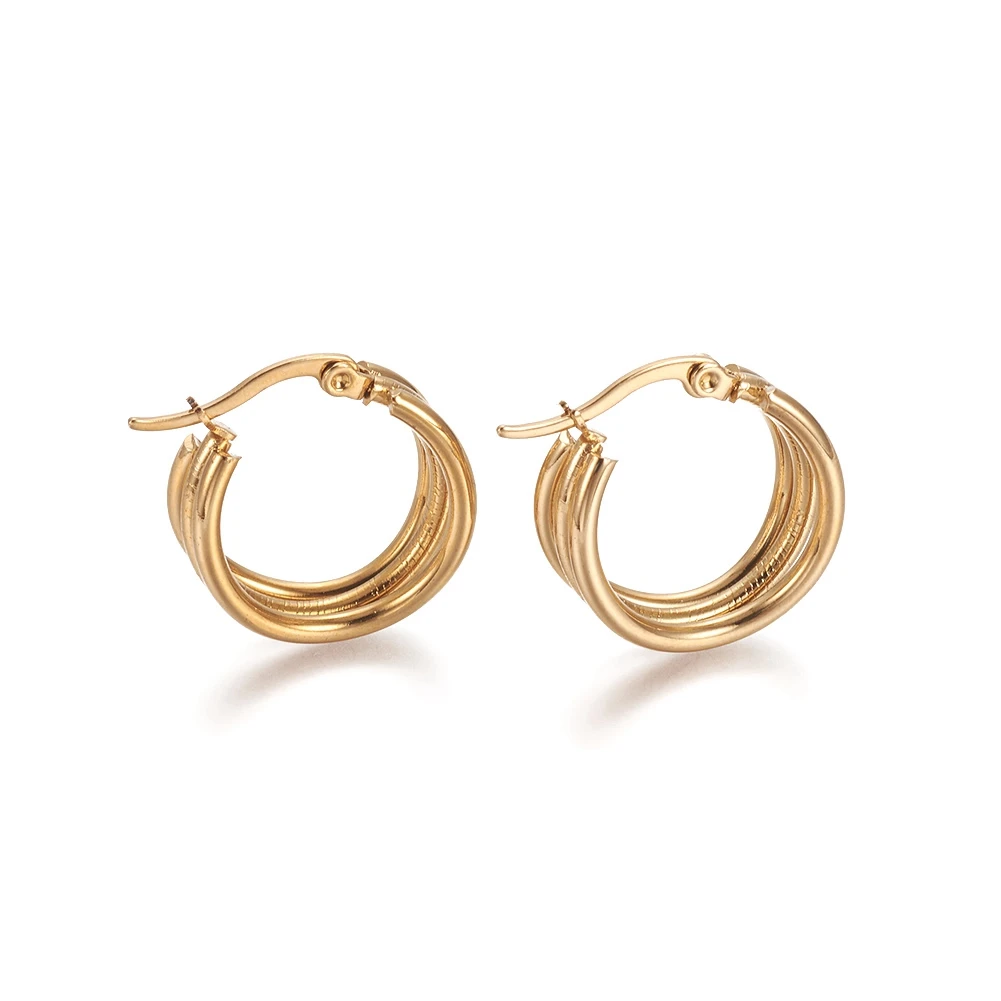

PandaHall 304 Stainless Steel Multi-Layer Hoop Earrings