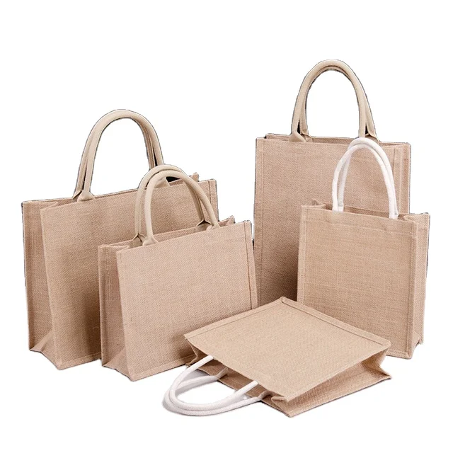 

Wholesale Custom Logo Grocery Shopping Jute Tote Bag With Cotton Rope, Multiple colors