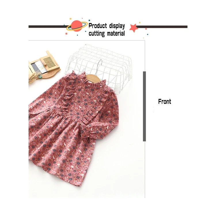 

2021 New Clothes Dress Baby Girls Dress Floral Pattern Fashion Cotton Spring Girls' Dresses Wholesale Long Sleeve, As picture shown
