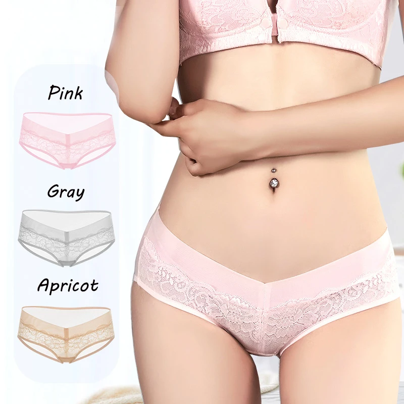 

High Quality Women's Soft Comfortable Panties Low-rise Maternity Underwear For Pregnant Women Lace Panty, Pink,apricot,silver