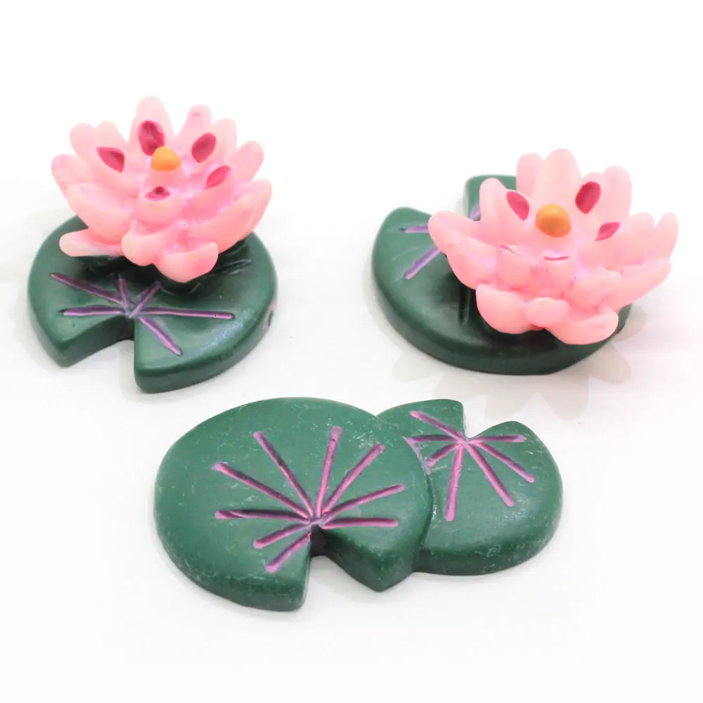 100pcs Cartoon Frog Lotus Flower Leaf Miniature Fairy Garden Home Houses Decoration Mini Craft Micro Decor DIY Accessories