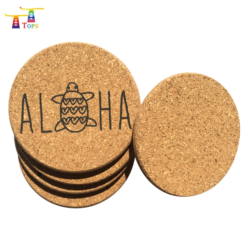 

Wholesaler 10 Cm Promotional Gifts Round Plate To Decorate Corks Tea Coaster Wine Wood Mdf Coasters Wholesale, Cmyk or custom