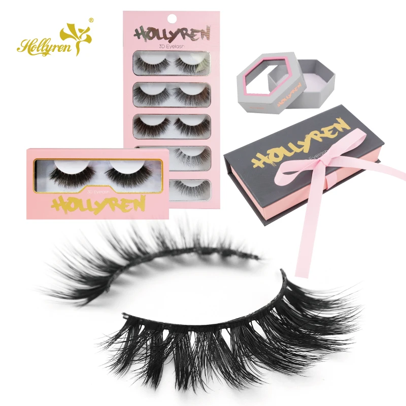 

Hollyren lashes Vendor Eyelashes Boxes Custom Logo Natural Style Vegan Cruelty Free Wholesale Eyelashes 3D Faux Mink