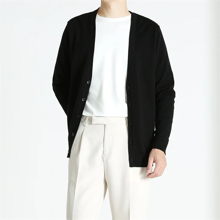 

fashion men designer cardigan sweater jacket v neck solid cotton mens knit sweater custom, Customized color