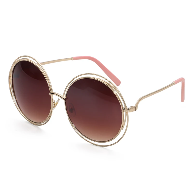 

BLONGU Oversized Full Metal Double Circle Wire Frame Round Polarized Sunglasses women