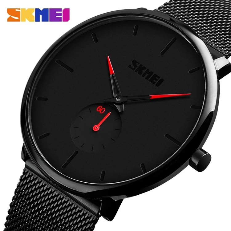 

skmei 9185 Classic Men Luxury Brand Watches Black Stainless Steel Minimalist Male Analog Clock Waterproof Quartz Men Wrist Watch