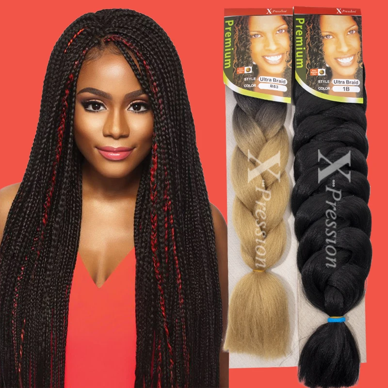 

Wholesale 82 inch ombre prestretched pre stretched xpression jumbo synthetic expression braiding hair extensions