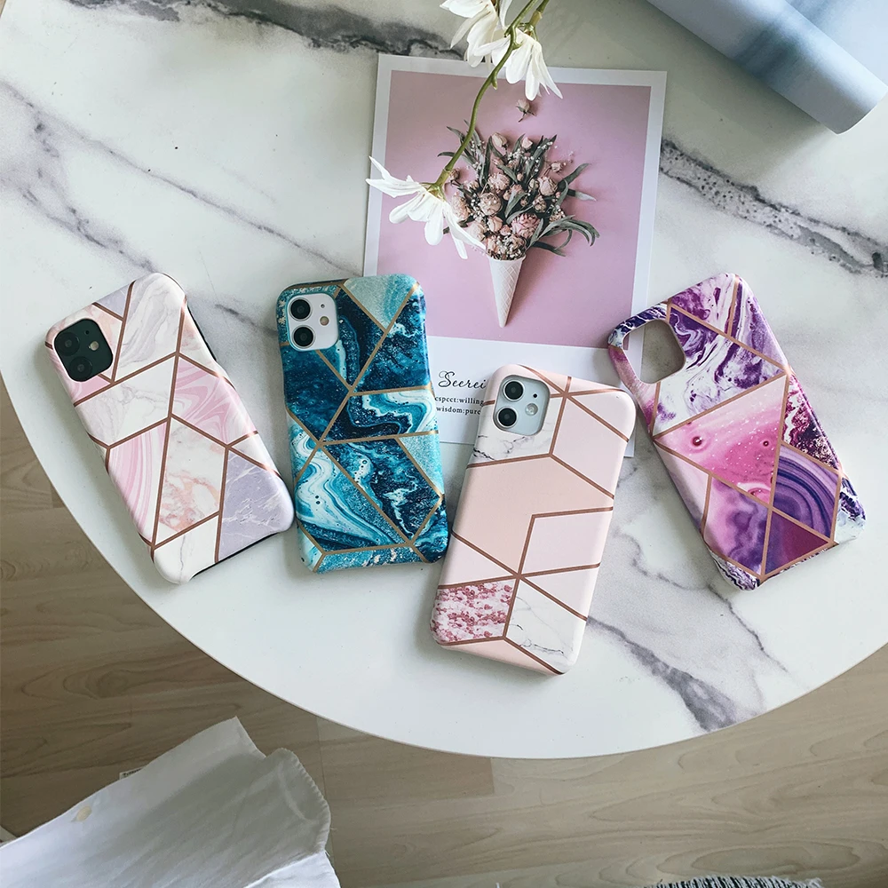 

Custom logo Printed Fashion Woman Three Guarantees Marble PU leather PC Phone Case For iphone 12 11 Pro Max Xr Xs X 6 7 8