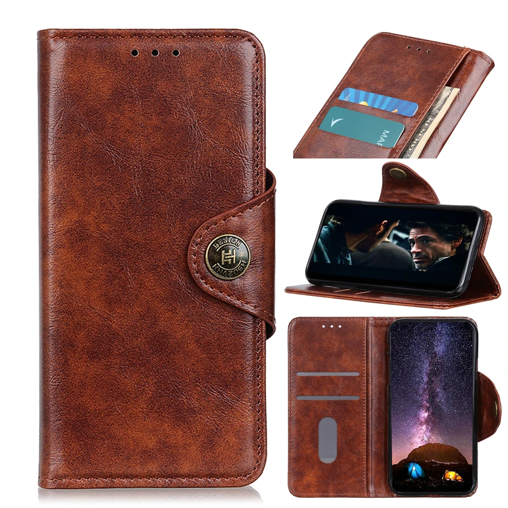 

Copper buckle Dermis striae PU Leather Flip Wallet Case For VIVO Y20 /Y20i 2020 With Stand Card Slots, As pictures